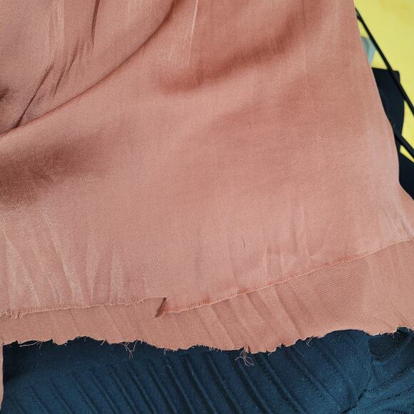 Zara Satin Ruffle Pleated Wrinkle Wide Leg Keyhole Boho Chic Jumpsuit Size Large - Picture 12 of 12